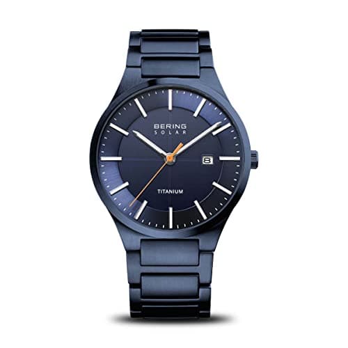 Image of BERING Men Analog Solar Collection Watch with Titan Strap and Sapphire Crystal 15239-797, Blue, 39