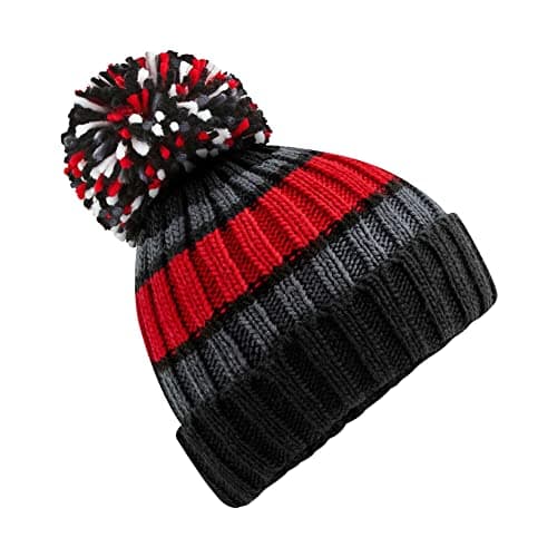 Image of Beechfield Hygge Striped Beanie - Black Cherry
