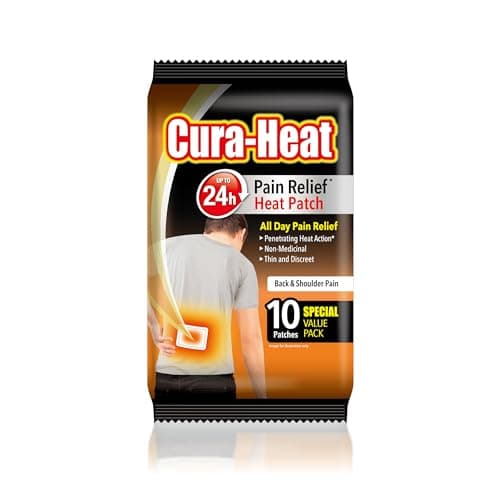 Image of Cura-Heat Back and Shoulder Pain Heat Patch | 10 Patches | Targeted Pain Relief | Pain Relief up to 24h | Penetrating Heat Action