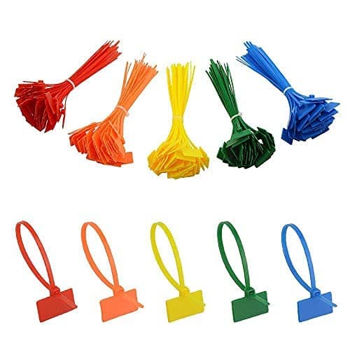 Image of BGTXINGI 150Pcs 5 Colors Flexible Nylon Cable Marker Tie Label Hanging Strap Wire Tag Strap Self-Locking Cable Tie Rope for Home and Office Use