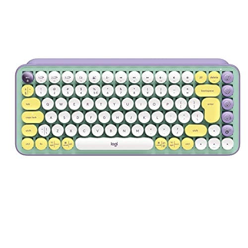 Image of Logitech POP Keys Mechanical Wireless Keyboard with Customisable Emoji Keys, Durable Compact Design, Bluetooth or USB Connectivity, Multi-Device, OS Compatible, QWERTY UK English Layout - Daydream
