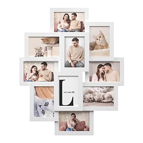 Image of SONGMICS, 10 Slot Photo Frame 10x15cm for Each Photo Collage Frame MDF White RPF20WT