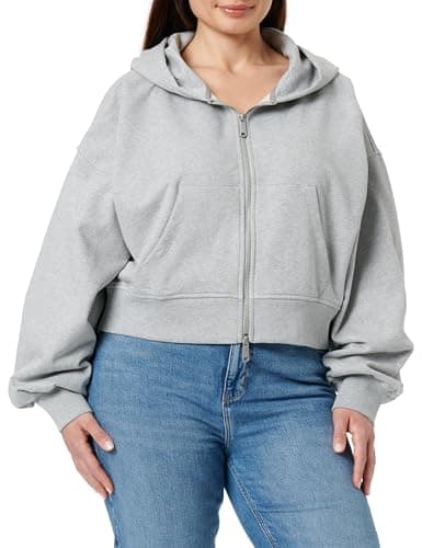 Image of Calvin Klein Women’s Badge Logo French Terry Cotton Sweatshirt, Grey (Bc06 Grey Heather), L