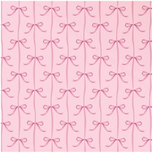 Image of YöL Pink Bow Pattern Wallpaper with Ribbon Design on Soft Pastel Background, Decorative Wall Covering for Bedrooms Nurseries and Feature Walls, Elegant Whimsical Interior Décor