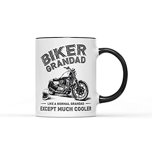 Image of SMARTYPANTS Biker Grandad Mug - Like A Normal Dad Except Much Cooler - Father's Day Gift Cup Coffee Tea Present Birthday Christmas (Black Handle Prime)