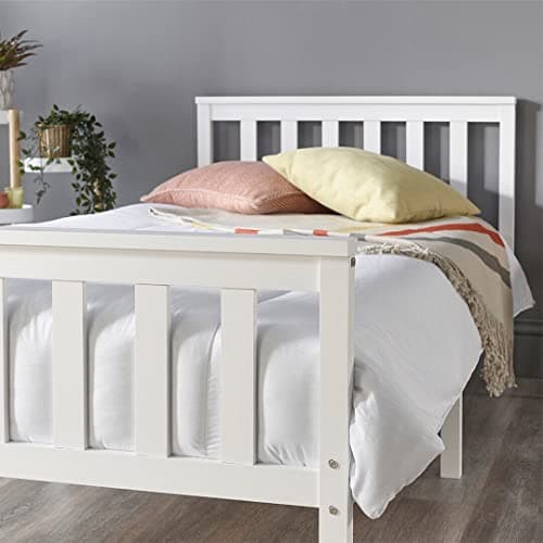 Image of XEO HOME White 4ft Small Double Wooden Bed Frames Pine Solid Wood Furniture with Cooling Gel Memory Foam Mattresses (Small Double Bed & Cooling Gel Mattress)