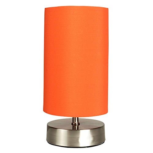Image of MiniSun | Modern Brushed Chrome Touch Table Lamp with Orange Light Shade | Table Lamps, Home Décor & Improvement Essential | Includes 5W LED Bulb [3000K Warm White]