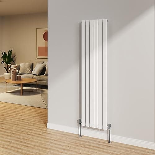 Image of NRG 1600x408mm Gloss White Radiator Vertical Flat Panel Bathroom Designer Single Rad Central Heating