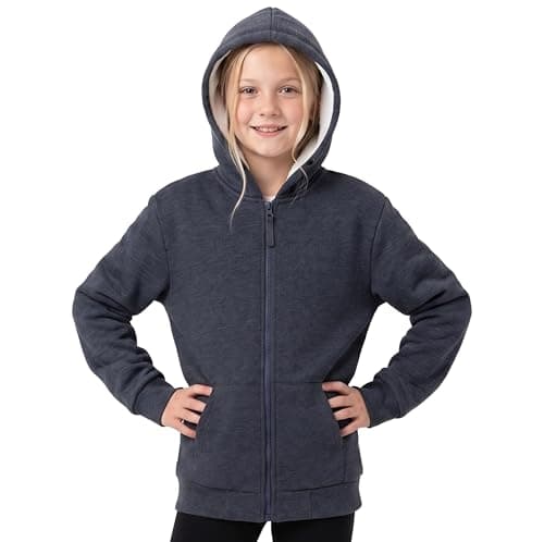Image of CityComfort Fleece Lined Hoodie for Kids Teenagers - Zip Hoodie 5-15 Years Warm Cosy Outerwear Full Zip Loungewear - Gifts for Kids (Navy, 11-12 Years)