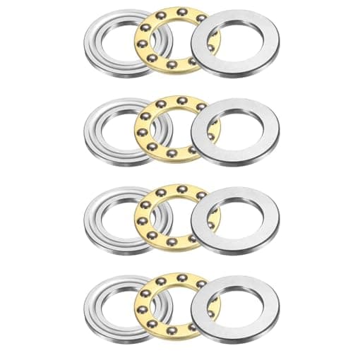 Image of sourcing map 4pcs F10-17M Thrust Ball Bearings, 10mm x 17mm x 5mm Miniature Thrust Bearing with Washers Chrome Steel Single Direction for Conveyor Systems Machine Tools