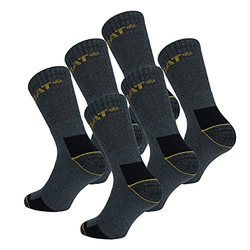 Image of CAT Caterpillar Work Socks Men Heavy Duty - Reinforced Heel Toe - Terry Cotton - Pack of 6 Pairs