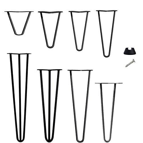Image of 28 inch Black Hairpin Legs - 3 Rod Design 10mm Heavy Duty Metal Table Legs - Bench Legs - Furniture Legs - Mid Century Modern Style Set of 4 Easy to Install