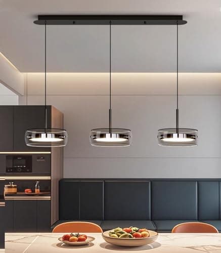 Image of Moilsren 3 Pendant Glass Ceiling Light, Modern Pendant Light Kitchen Island Lights, Grey Lampshades Dining Lights Ceiling Hanging Lights for Living Room Hallway Kitchen Island Lights (A- 3 Head)