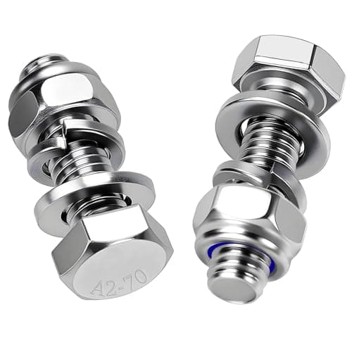 Image of Mbsomnus 10 Pcs Bolts and Nuts Set M10x30 mm Hex Head Lock Nuts 304 Stainless Steel DIN 933 Machine Screws with Nylon Nut Flat Lock Washers for Furniture Machinery Car Bike Ship 3D Printing
