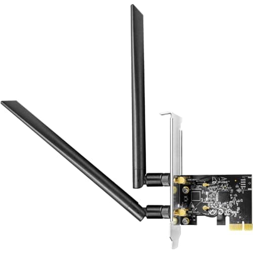 Image of Cudy AC1300 Wireless Dual-Band PCIe WiFi Adapter for PC, 1300Mbps WiFi 5 Speed, 5GHz/2.4GHz, 2 Detachable Antennas, Windows 11/10 Compatible, Includes Standard & Low-Profile Brackets, WE1300