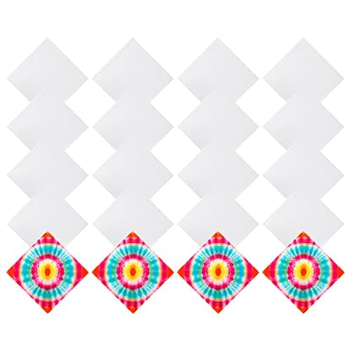 Image of Geebuzz 20 Pcs White Bandanas for Tie Dye DIY Sublimation Blank Cotton Bandanas Plain Handkerchiefs Headband Head Wrap 22" x 22" (Medium, 20pcs-White)
