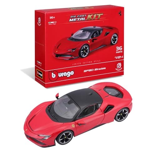 Image of Bburago Model Kit Ferrari R&P SF90 Stradale - Realistic 1:24 Scale Model Car, Officially Licensed by Ferrari, Recommended Age 14+ Years