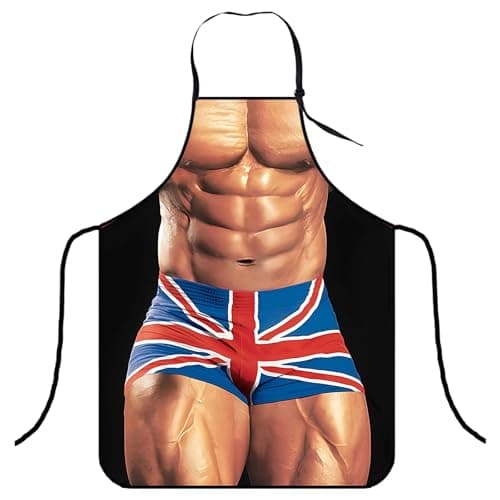 Image of MUNSKT 1PC Funny Apron,Prank Xmas Apron For Men Gift, BBQ Baking Chef Cooks Cooking Sexy Novelty Pinafore (blue)