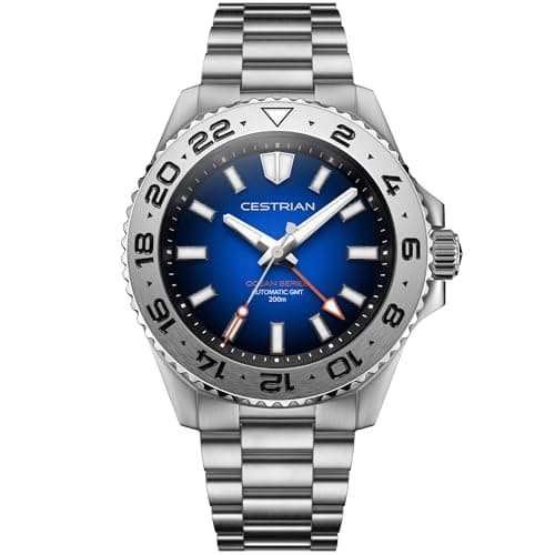 Image of Cestrian Ocean Series 42mm Automatic Men’s Watch – Blue Fumé Dial, 316L Stainless Steel Case & Bracelet, 200m Water Resistant