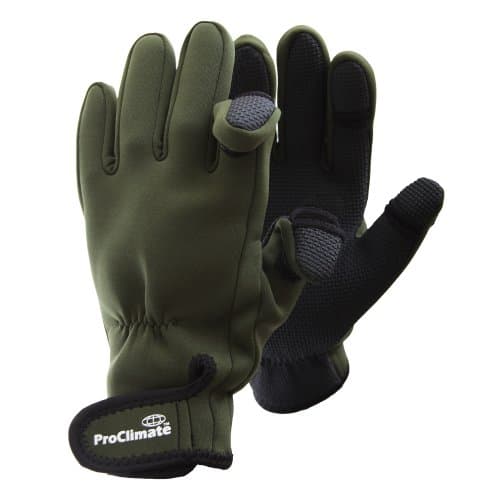 Image of Mens Neoprene Fishing Gloves (Lightweight Waterproof) (S/M) (Green)