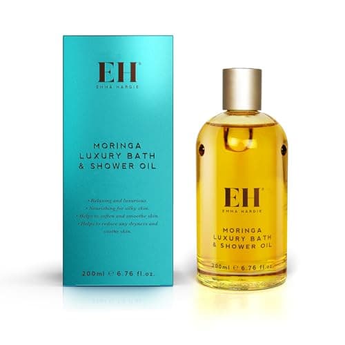 Image of Emma Hardie 200ml Moringa Luxury Bath & Shower Oil, Reduces Dryness & Irritation, Helps to Relax, Moisturise, Nourish and Soften Your Dry Skin, with Moringa Seed Oil, Vegan & Cruelty Free