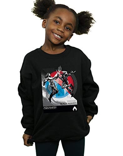 Image of Absolute Cult DC Comics Girls Aquaman Vs Black Manta Sweatshirt Black 5-6 Years