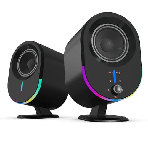 Image of Littoak Computer Speakers for Desktop PC with Bluetooth, Powered PC Gaming Speaker with 3 EQ Modes &6 RGB Modes, Aux in, Headphone, USB Port Speaker for Laptop/Desktop/TV, 2 * 15W