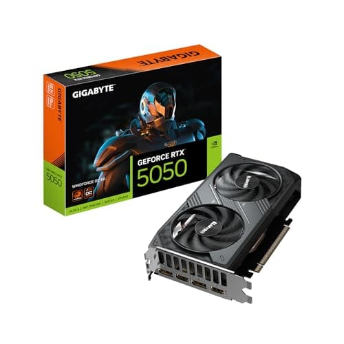 Image of Gigabyte GeForce RTX 5050 WINDFORCE OC 8G Graphics Card - 8GB GDDR6, 128bit, PCI-E 5.0, 2587MHz Core Clock, 2 x DP, 2 x HDMI, NVIDIA DLSS 4, GV-N5050WF2OC-8GD