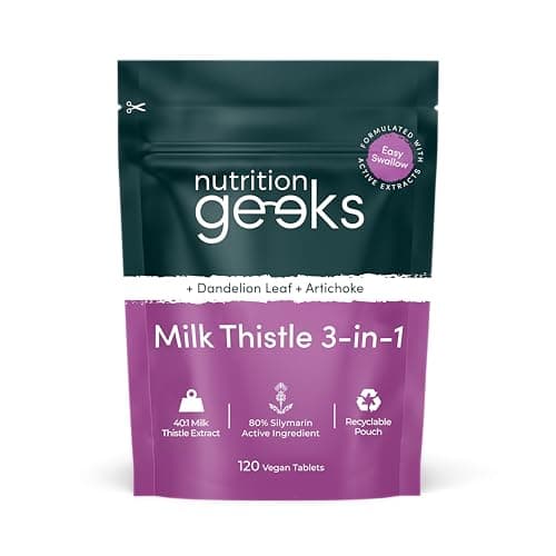 Image of Milk Thistle Tablets 3-in-1 Complex - 120 Tablets (2 Month Supply) - 100mg Extract 80% Silymarin with Artichoke & Dandelion Leaf (Not Milk Thistle Capsules or Tincture) - Vegan - UK Made Supplement