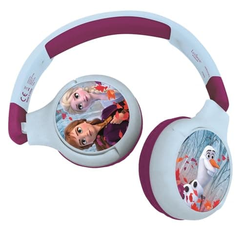 Image of LEXIBOOK, Disney Frozen, 2-in-1 Bluetooth Headphones for Kids, stereo Wireless Wired, Kids safe for Boys Girls, Foldable, Adjustable, blue/purple, HPBT010FZLXB