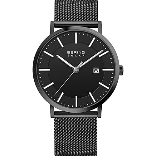 Image of BERING Men Analog Solar Collection Watch with stainless steel Strap and Sapphire Crystal 15439-222, Black/Black, 39 mm