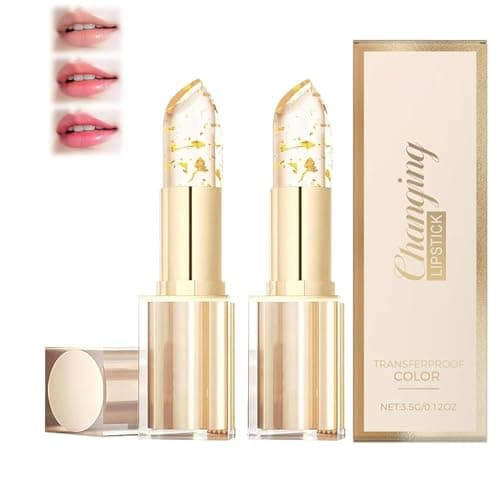 Image of MEITREND 2Pcs Colour Changing Lipstick,PH Adjusting Lip Stick with Gold Foil,Long Lasting Red Natural Moisturizing Hydrating High Pigted Smooth Makeup Gift,Temperature Sensitive Lipsticks for Women