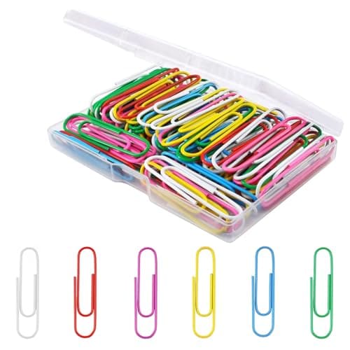 Image of 100 Pcs Paper Clips Assorted Colors,Paperclips Coloured,Coloured Metal Paper Clips,Document Paperclips with Plastic Box,for Paperwork Office School Home Stationery Document Personal Use