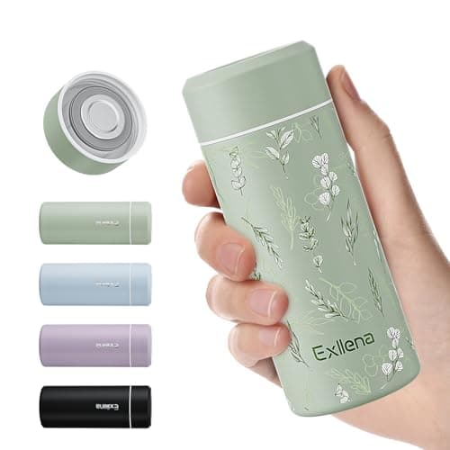 Image of Exllena 【Upgraded】 Small Water Bottle for Handbag – 250ml Mini Flask for Hot & Cold Drinks, Perfect Small Insulated Water Bottle for Travel, Milk, Coffee...(Floral)
