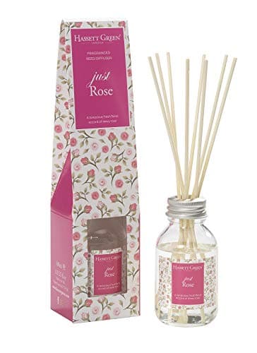 Image of Hassett Green London - Just Rose Fragrance Oil Reed Diffuser 100ml - Long Lasting Home Indoor Fragrance with 8 Rattan Reeds