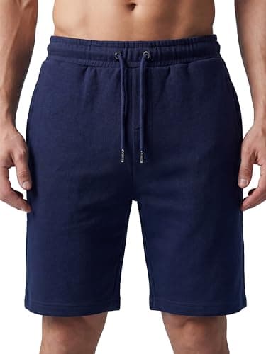Image of Love My Fashions Men's Shorts tarley Fleece Jogging Sweat Shorts with Pockets Jogger Shorts Men Drawstring Comfy Jersey Shorts for Men UK Navy