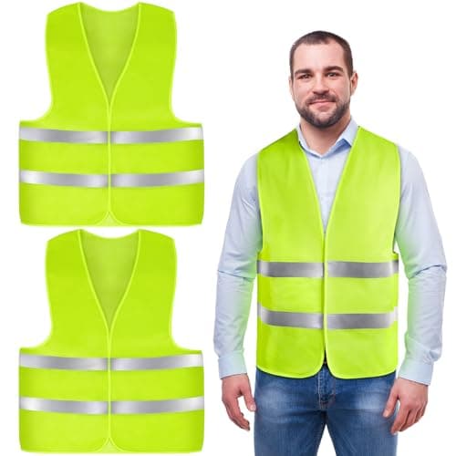 Image of AYBUY 2 Pack Hi Vis Vests,High Visibility Vest,Safety Reflective Jacket Adjustable High-Visibility Gilet for Adult Men Women,Fit Traffic Work,Running,Surveyor and Security Guard,Fluorescent Yellow