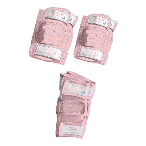 Image of Funbee DARP-OFUN35 Pink/Purple Girl's Kid's Activities Wrist Guards/Elbow and Knee Pads Protection Set (X-Small/Small)