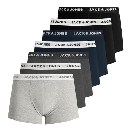 Image of JACK & JONES Men's Underpants Shorts Boxer Shorts Trunks Pack of 7 Colour: Multicoloured, Laundry Size: S, Item: Light Grey Melange/DGM/DGM