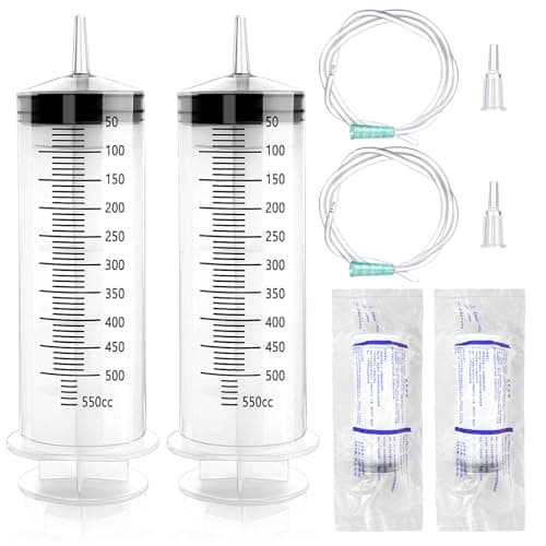 Image of Large Syringe 500ml/550ml for Liquid: TAIHOBO 2PCS Plastic Oil Suction Syringe with Tube, Individual Package, Reusable Large Capacity Syringes for Pet Feeding, Industry Lab, Garden Plant Watering