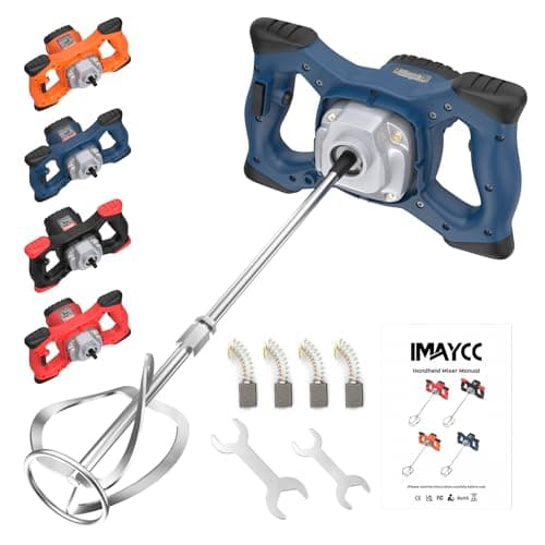 Image of IMAYCC New Portable Concrete Cement Mixer, 2100W Electric Paddle Mixer Adjustable 6 Speed Handheld Plaster Grout Paint Thinset Mortar Paddle Mixer,Ideal for Mixing Feed, Plaster, Paint,etc(Blue)