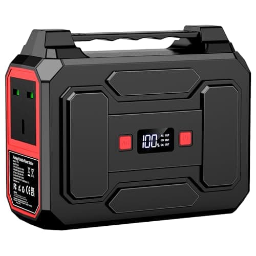 Image of Powkey 99Wh/ 27000mAh Portable Power Station,100W Camping Power Pack,Solar Generator with AC/DC/USB/Type- C Outlet for Outdoors Camping Travel Fishing Emergency Power Supply Red