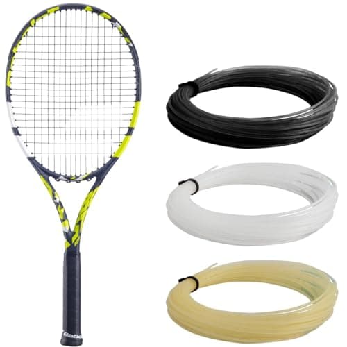 Image of Babolat, Evo Aero Adult String Tennis Racket Ideal for Progress, Strength and Comfort Aerodynamic Spin Alpha Frame, Grip Size 1, French Brand, Grey/Yellow