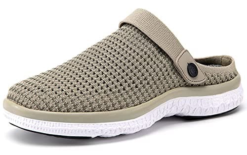 Image of Men's Women's Clogs & Mules Summer Slippers Slip-On Beach Sandals Gardenclogs Indoor Outdoor Casual Shoes, Brown, 3.5 UK