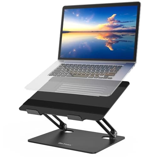 Image of BoYata Laptop Stand, Multi-Angle Laptop Riser with Heat-Vent, Adjustable Notebook Stand Compatible for Laptop (11-15 inches) Including MacBook Pro/Air, HP, Dell, Samsung (Black)