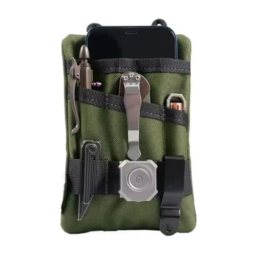 Image of Ieron Small EDC Pocket Pouch,Waxed Canvas EDC Organiser Pouch Small Tool Pouch with 5 Pockets,Small Multi Tool Pocket Organiser for Flashlight Multi Tools Pen Notebook