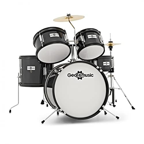 Image of Black Acoustic Junior Drum Kit 5-Piece Kid Drum Set for Kids Age 5-10 with Snare, Bass, Tom, Cymbals