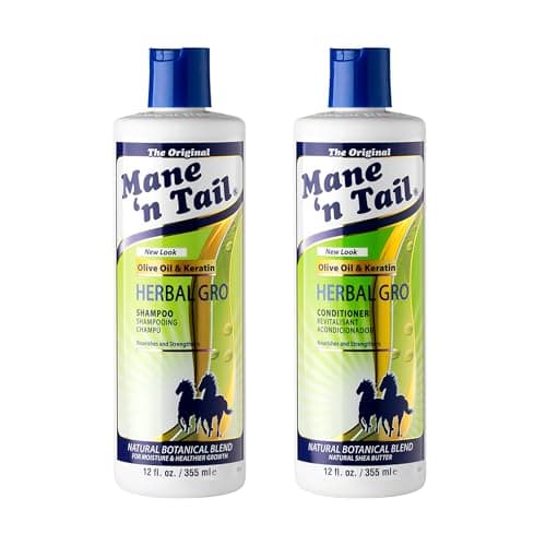 Image of Mane 'n Tail Herbal Gro Shampoo and Conditioner Twin Pack, Nourishes and Strengthens, Olive Oil and Keratin, 355 ml (Pack of 1)
