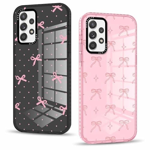 Image of Phoona 2 packs Phone Case for Samsung Galaxy A13 4G 6,6'', Bow with Transparent Aesthetics Design Cover, Soft Shockproof Protective Bumper Slim Funda for Women Girls