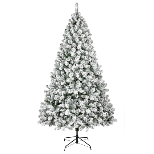 Image of Garden Market Place Flocked Woodcote Spruce Artificial Christmas Tree With Artificial Snow-2.4M (8') Tall
